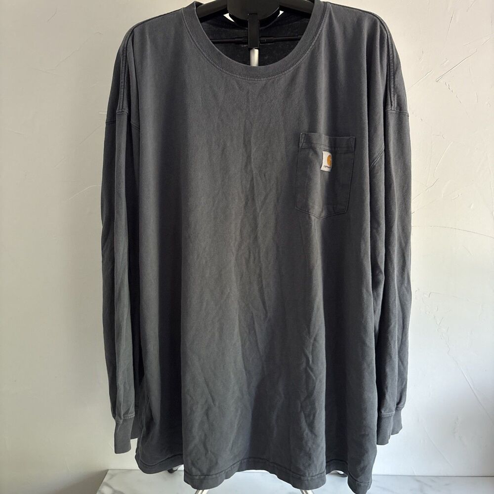 Carhartt Long Sleeve Pocket T Shirt Men 3XL Faded Charcoal Black Workwear